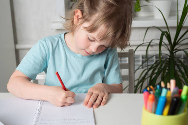 istock Close-up girl draws in a notebook sitting at the table 1498447066