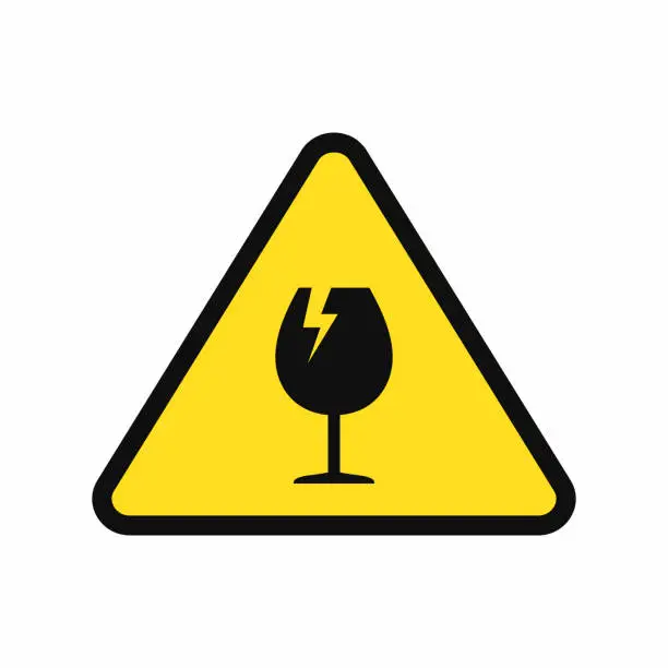 Vector illustration of Glass hazard caution warning symbol design vector