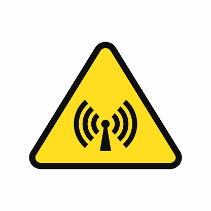 Non ionizing radiation caution warning symbol design vector