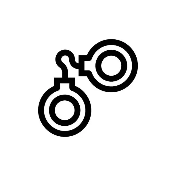 Vector illustration of Handcuffs Line icon, Design, Pixel perfect, Editable stroke. Logo, Sign, Symbol. Crime, Suspect, Prison.