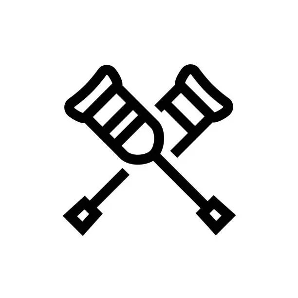 Vector illustration of Crutches Line icon, Design, Pixel perfect, Editable stroke. Logo, Sign, Symbol. Healthcare and Medicine, Patient.