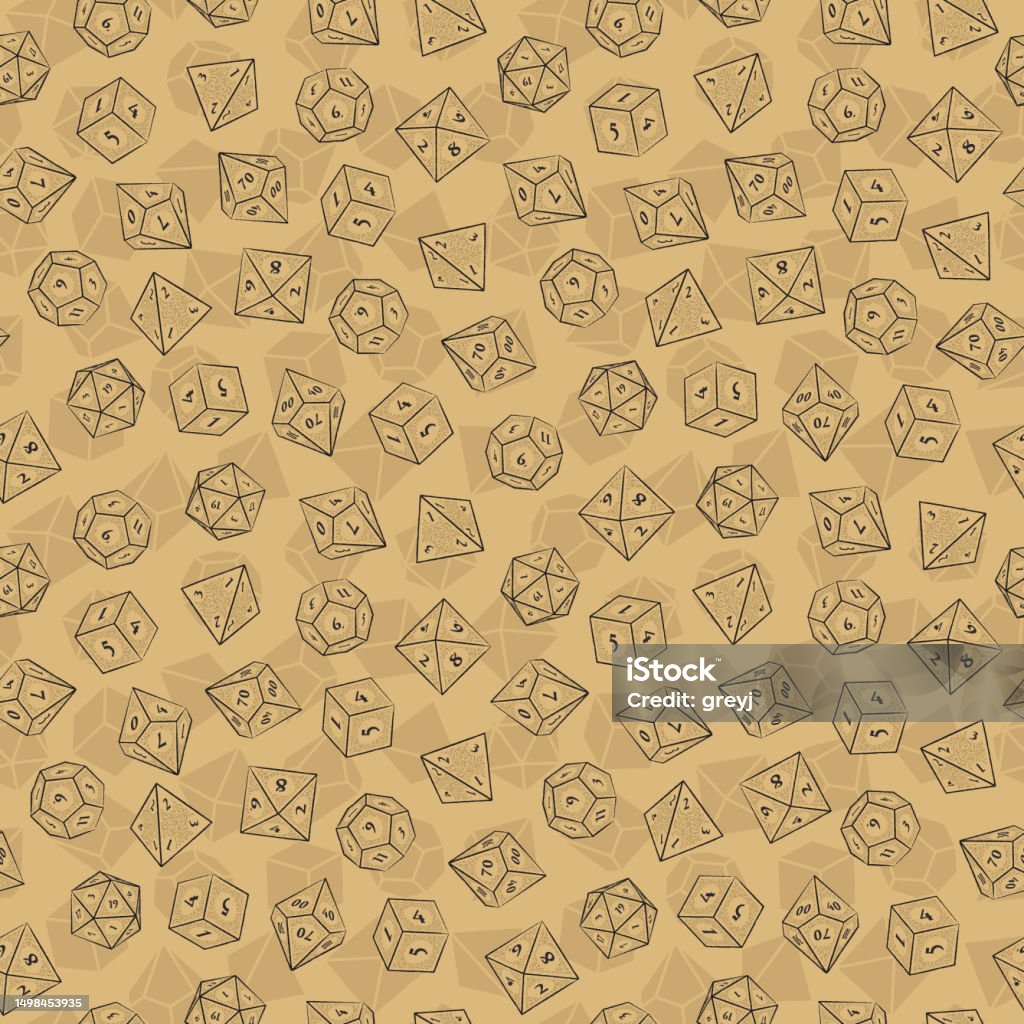 D12 Pattern Brown Seamless Pattern Of D4 D6 D8 D10 D12 And D20 Dice For Board Games ...