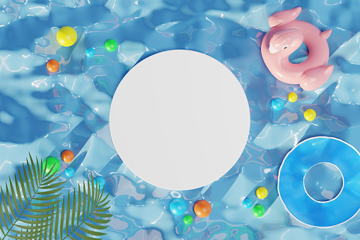 3D Beach Ball Background. Horizontal composition with copy space.