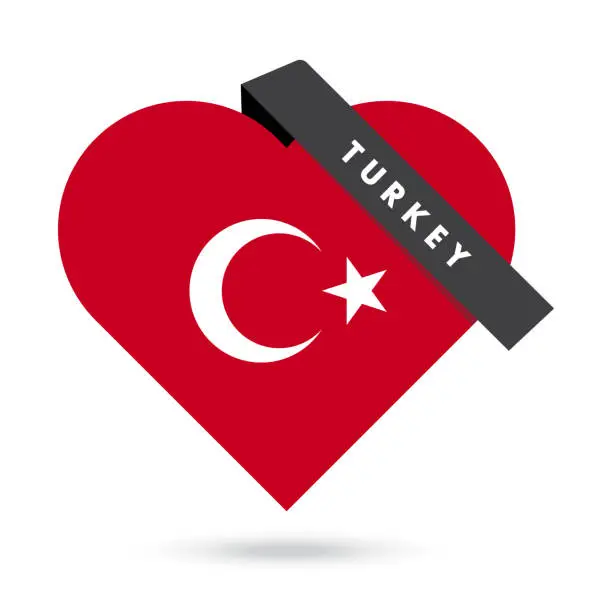 Vector illustration of Love Concept. Turkey flag on white background. Vector stock illustration