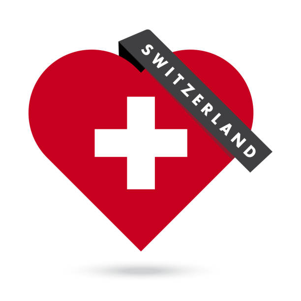 illustrazioni stock, clip art, cartoni animati e icone di tendenza di concetto d'amore. bandiera svizzera su sfondo bianco. illustrazione vettoriale - people in the background swiss culture swiss flag switzerland