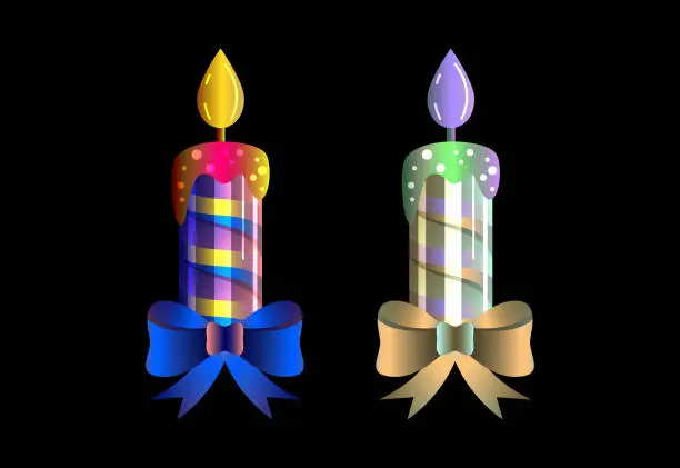 Vector illustration of Christmas colorful candle vector design template, Christmas decorations
