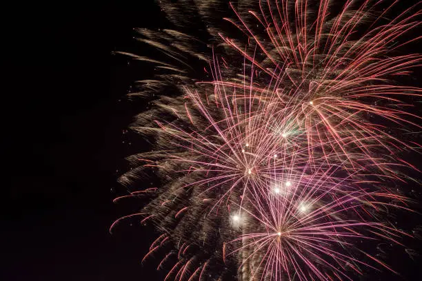 New Year's Eve fireworks, St. Pauli Landing Stages, Hamburg,Germany, Europe