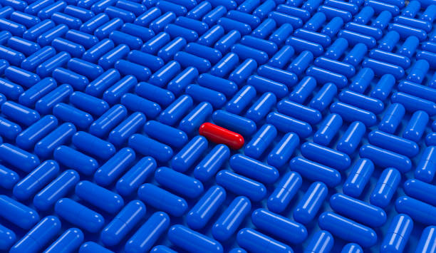 istock Red pill and blue pills background. Medical concept. 3d rendering. 1498470200