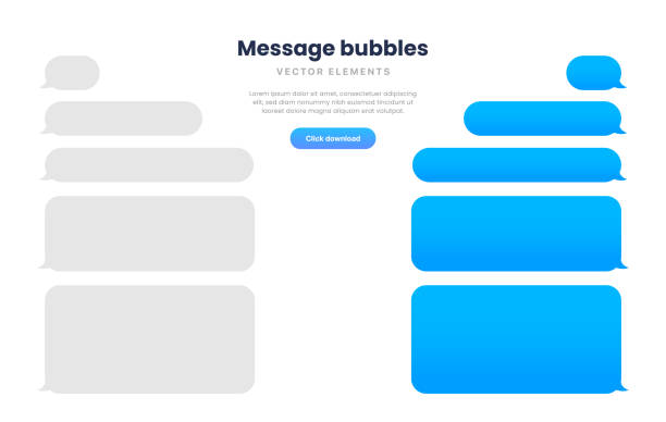 illustrations, cliparts, dessins animés et icônes de modèle de smartphone de message. bulles de modèle d’application sms de chat mobile. les bulles de messages discutent sur les icônes des smartphones. chat téléphonique sms template bulles - message-sms