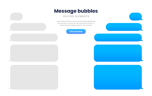 Message smartphone template. Mobile chatting sms app template bubbles. Message bubbles chat on smartphone icons. Phone chatting sms template bubbles