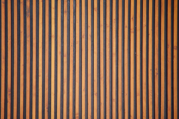 茶色の木製スラットの背景、木片のテクスチャー