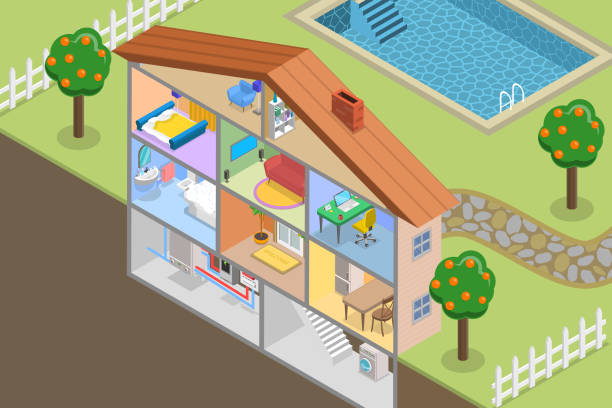 istock 3D Isometric Flat Vector Conceptual Illustration of Contemporary Energy Efficient House 1498477618