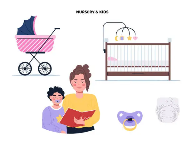 Vector illustration of Nursery and kids set