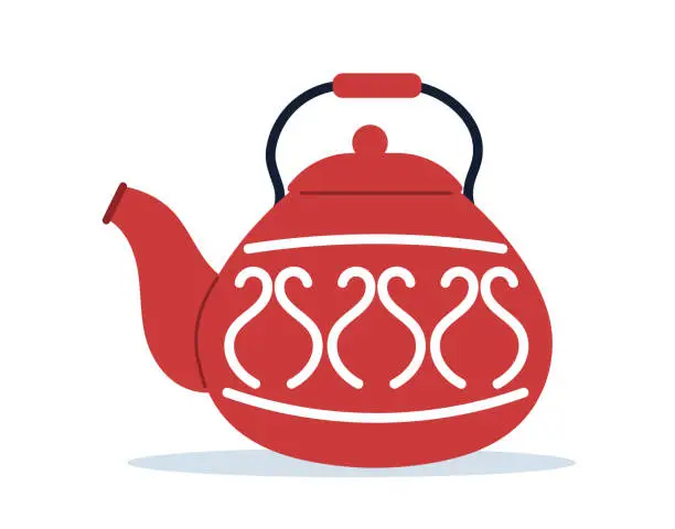 Vector illustration of Kitchen red teapot concept