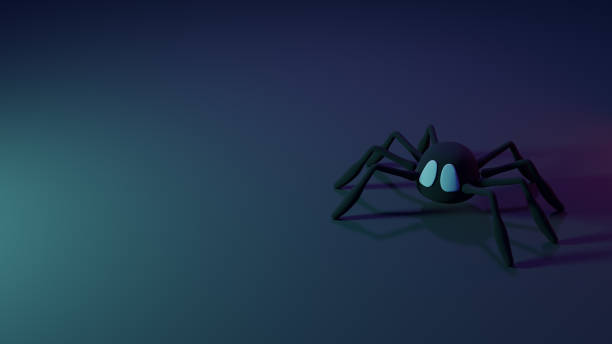istock 3D render black glossy venomous spiders with shadow. Carnivorous creepy animal isolated on black and transparent background illustration. Shiny Halloween character for decoration. Horror concept 1498484719