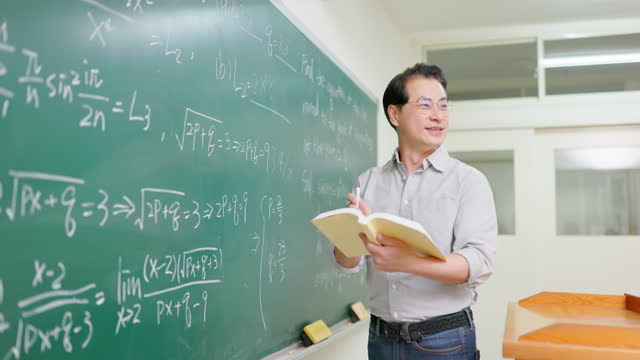 Senior professor teaching calculus