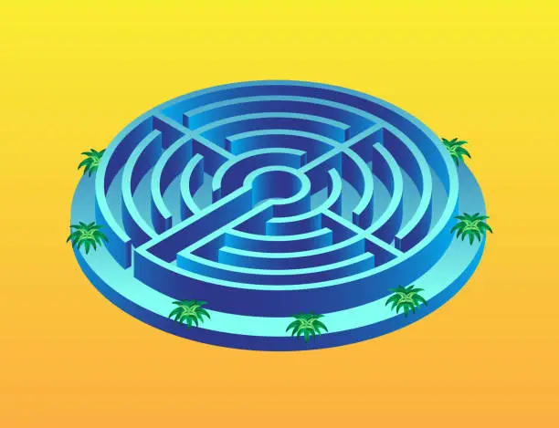 Vector illustration of Labyrinth, Maze Isometric Vector