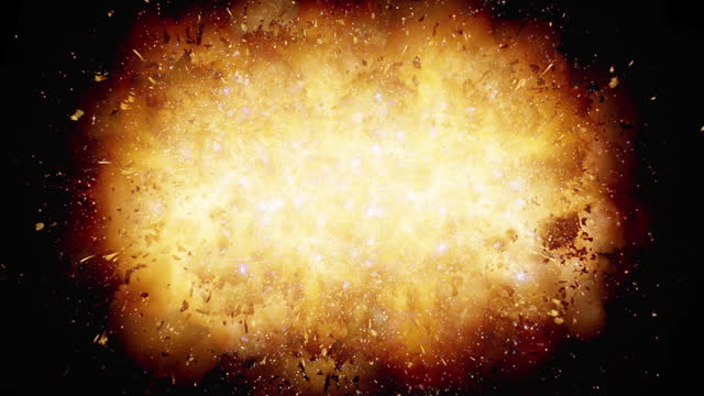 High-Intensity Explosions with Luma Channel on Black Background