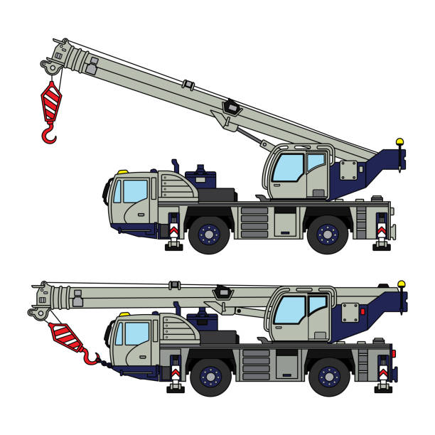 Vector illustration color children construction truck mounted crane construction machine clipart Vector illustration color children construction truck mounted crane construction machine clipart by wordspotrayal level luffing crane stock illustrations
