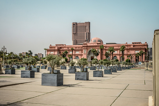 Cairo, Egypt - 11th of April, 2022. Trees In Front Of Egyptian Museum