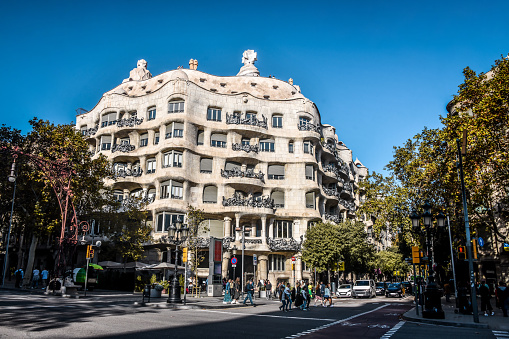 Barcelona, Spain -  12th of November, 2022. Beautiful Casa Milà