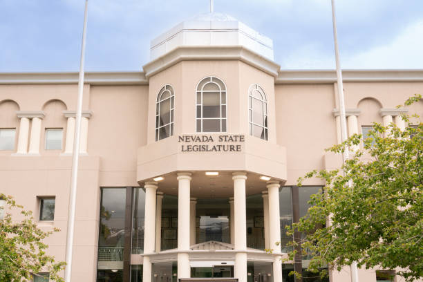 Facade of the Nevada State Legislature Building stock photo