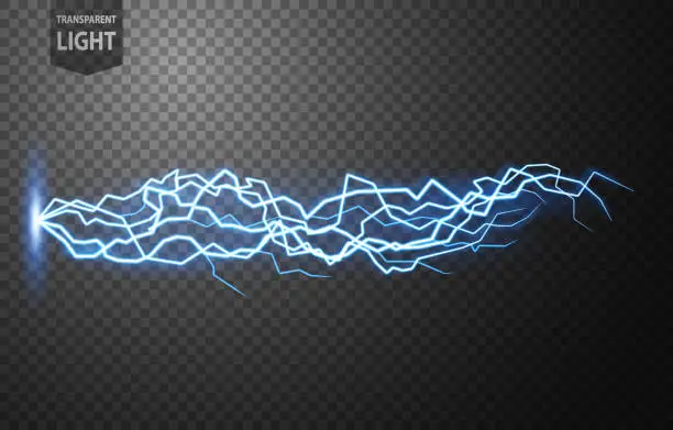 Vector illustration of Blue Lightning Flash Bolt, Thunderstorm Effect