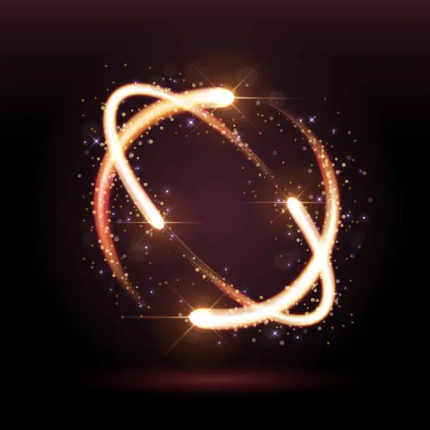 Vector illustration of Abstract Gold Circle Trail, Circular Glowing Sparks