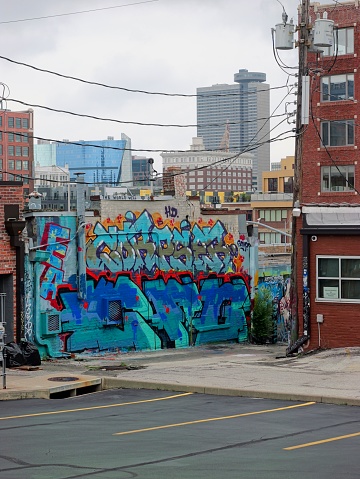 Kansas City, Missouri - June 11, 2023: Graffiti Murals Off 17th Street in KC