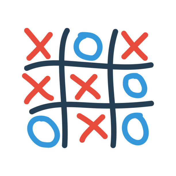 Tic tac toe. Game sketch cross and zero. Vector illustration flat design Tic tac toe. Game sketch cross and zero. Vector illustration flat design. Isolated on white background. tie game stock illustrations