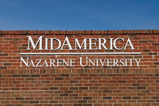 Olathe, Kansas - June 9, 2023: College Way Entrance for MidAmerica Nazarene University