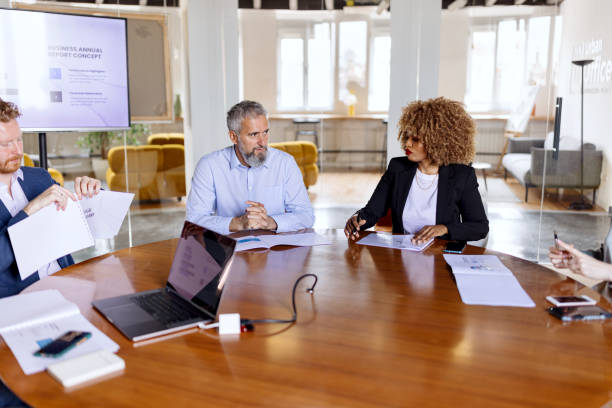 istock Business people talking in the modern meeting office space 1498513650