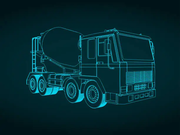 Vector illustration of Concrete mixer truck illustration