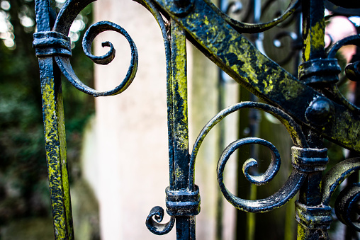 close up of an old wrought iron gate in Valsanzibio Padua Veneto Italy