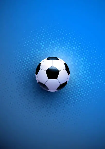 Vector illustration of Football on blue textured pattern background