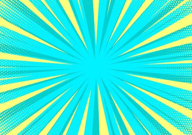 Vector illustration of Yellow and blue comic book blast vector explosion