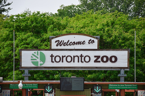 Toronto, Ontario, Canada - June 10, 2023: Toronto Zoo entrance