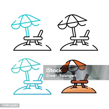istock Beach umbrella icon design in four variation color 1498536883