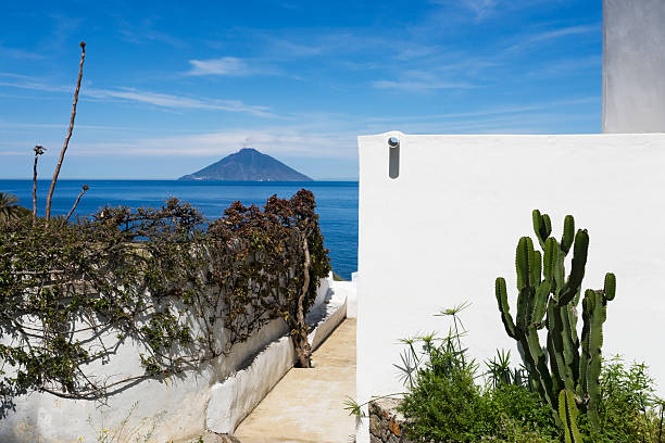 Stromboli Stromboli view from Panarea panarea island stock pictures, royalty-free photos & images