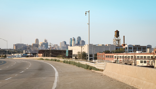 A view of downtown Kansas City, Missouri from the view of a highway