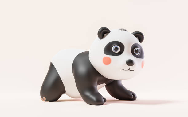 istock Panda with cartoon style, 3d rendering. 1498550846