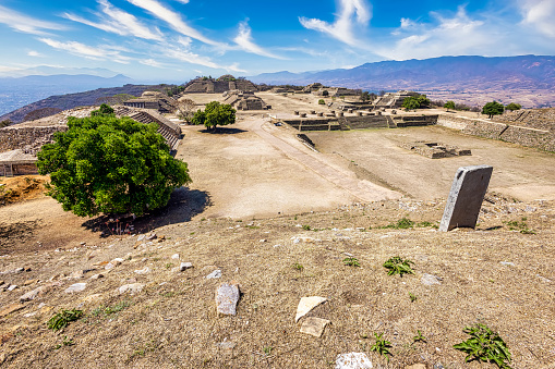 Monte Alban is a large pre-Columbian archaeological site, near from Oaxaca City
