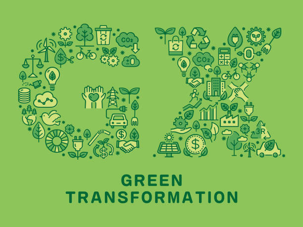 gx (green transformation) zaprojektowany tekst - budget green business finance stock illustrations
