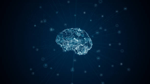 istock Blue polygon digital brain logo with grid line and ai technology icon rotation on futuristic abstract background artificial intelligence concepts 1498559464