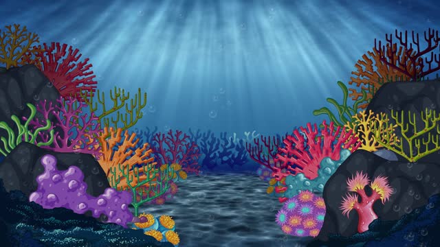 Animated Underwater Scene with Colorful Fishes
