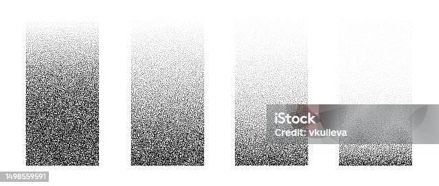 istock Set of fading rectangular gradients. Black dotted texture element collection. Stippled shade object pack. Noise grain dotwork shapes. Halftone effect illustrations bundle. Vector illustration 1498559591