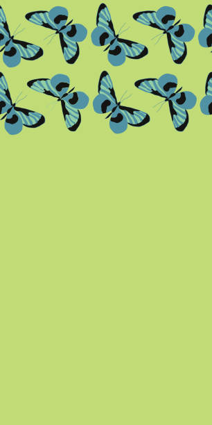 illustrazioni stock, clip art, cartoni animati e icone di tendenza di farfalle che svolazzano sullo sfondo del bordo verde lime. - lime butterfly