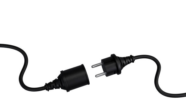 3d rendering of the electric socket and plug disconnect, Circuit of plug connect off, Save energy concept