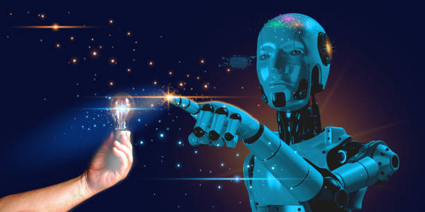 istock people join with 3D robotic can help people advise new idea for business. super computer in AI planing the way to success 1498575277