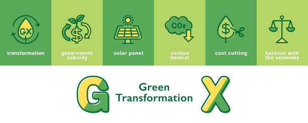 illustrazioni stock, clip art, cartoni animati e icone di tendenza di gx (trasformazione verde) - budget green business finance